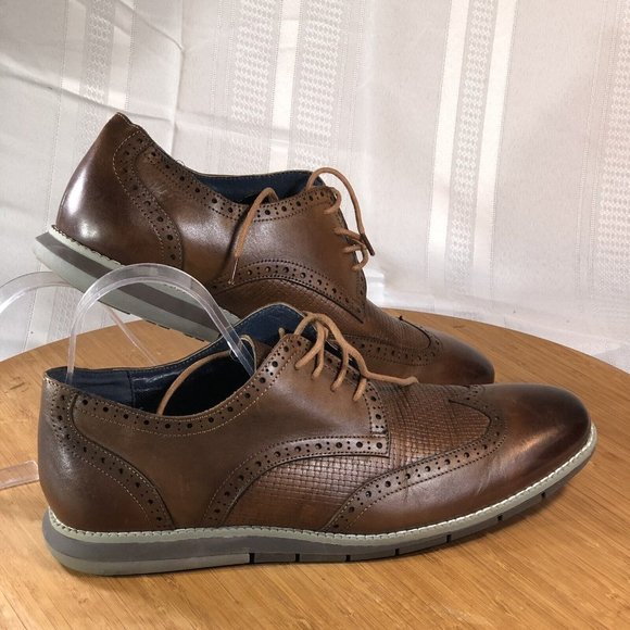 Vintage Foundry Co Men Size 12 Leather Shoes Oxford brown Classic Wing Tip 1005